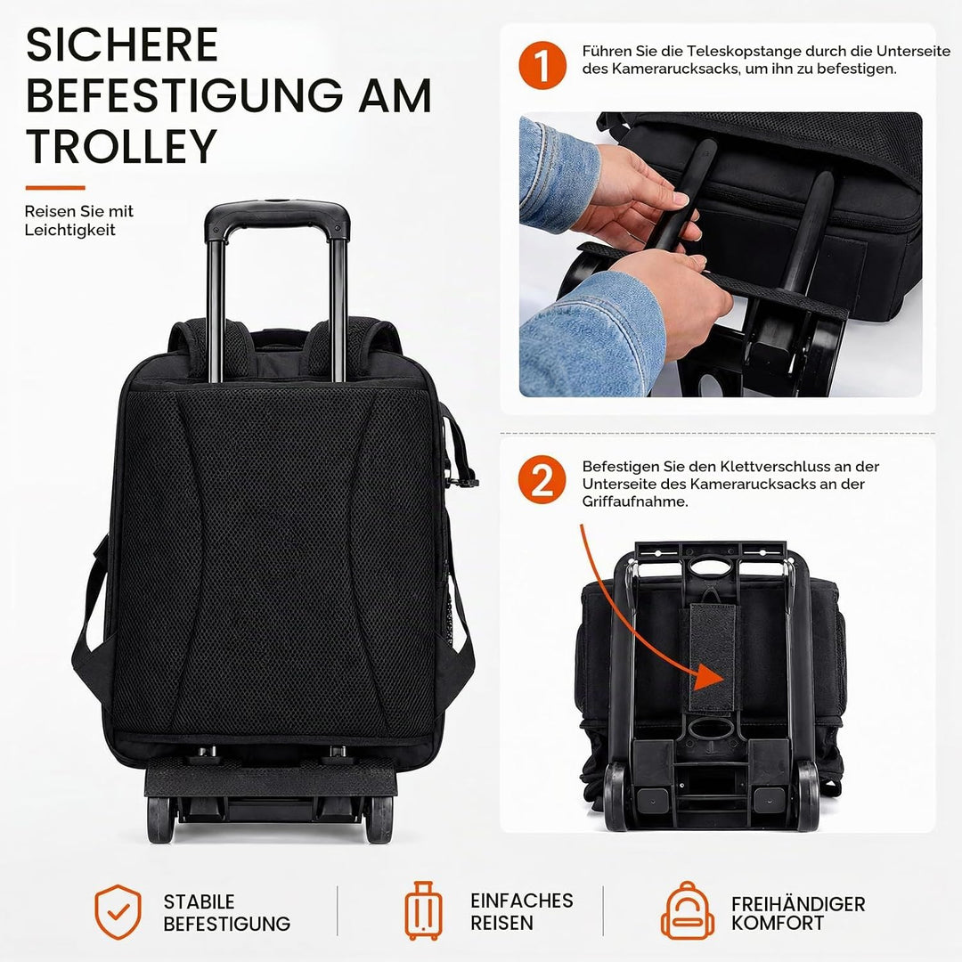 CADeN Professional Trolley Large Camera Backpack Bag for DSLR/SLR Mirrorless Camera Waterproof, Came