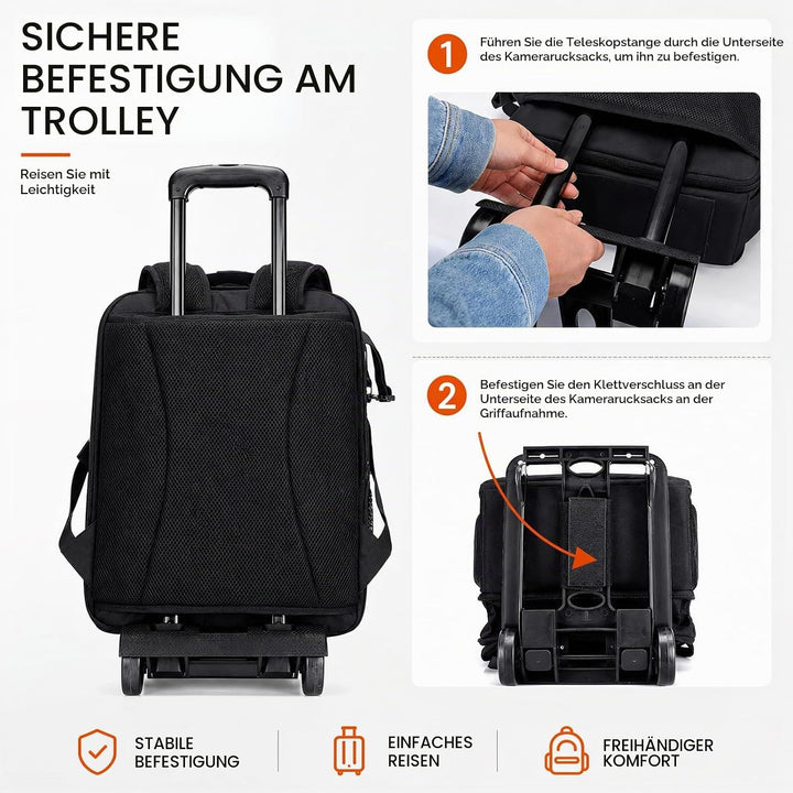 CADeN Professional Trolley Large Camera Backpack Bag for DSLR/SLR Mirrorless Camera Waterproof, Came