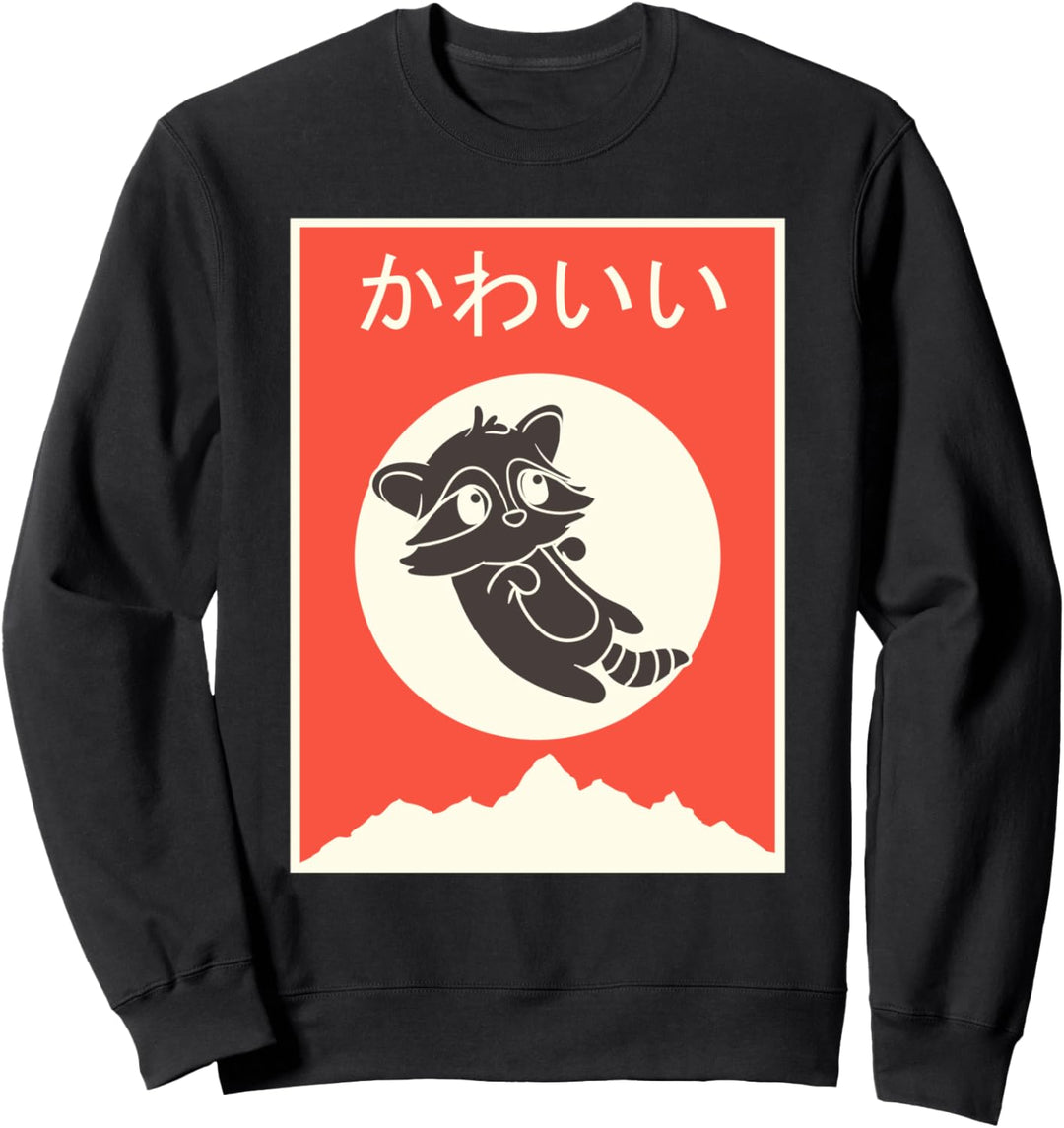 Waschbär Anime Manga Kawaii Berge Gebirge Japan Sweatshirt