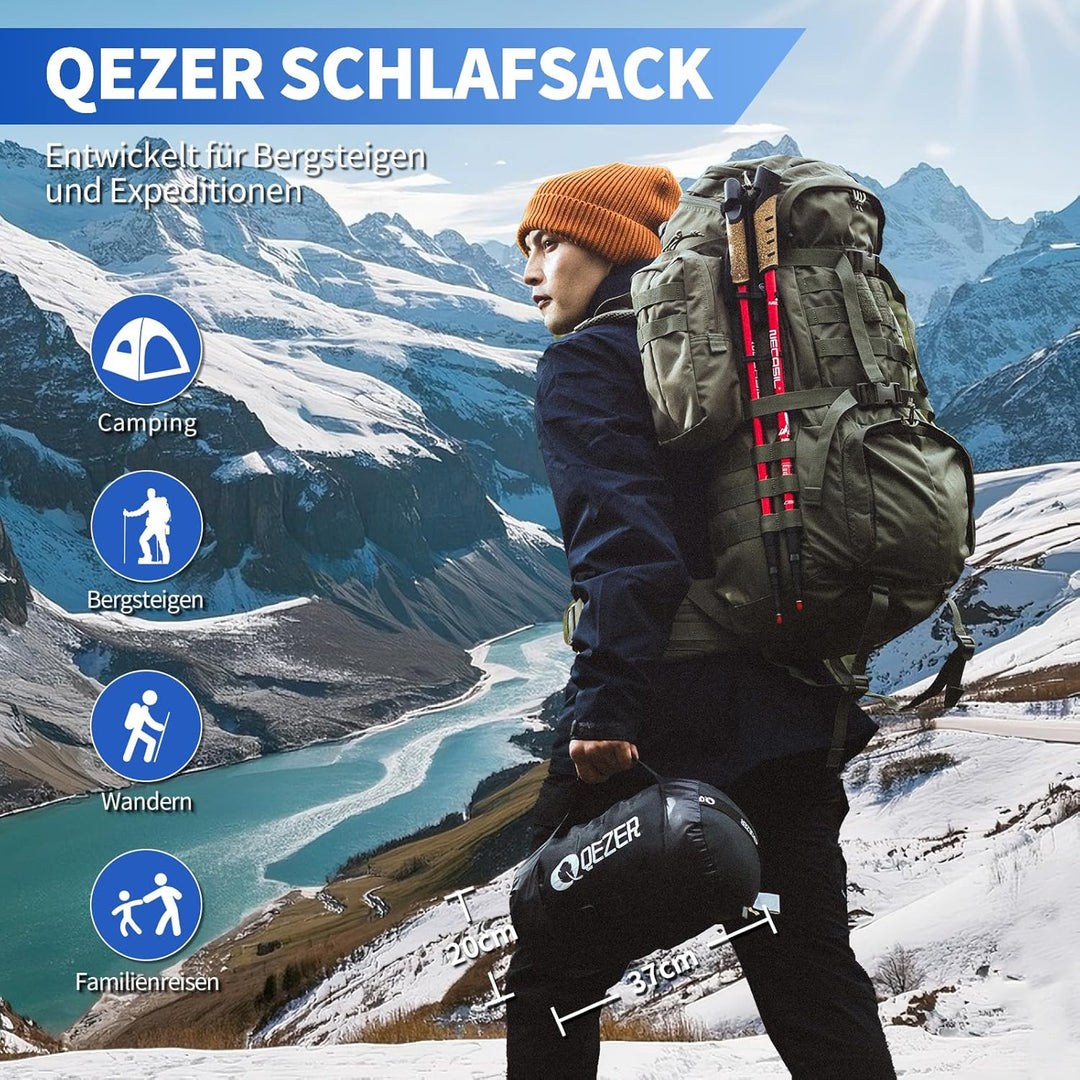 Daunenschlafsack,Warmer Leichter Winter Schlafsack 0°C bis -23°C für Erwachsener und Kind 4 Jahresze