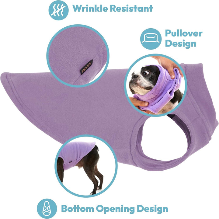 Gooby - Stretch Fleece Vest, Pullover Fleece Vest Jacket Sweater for Dogs, Violet, Medium violett Me