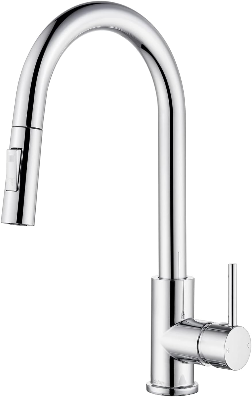 Tohlar Wasserhahn Küche Chrom, 360° Schwenkbar Küchenarmatur mit Ausziehbare Brause, Hochdruck Misch