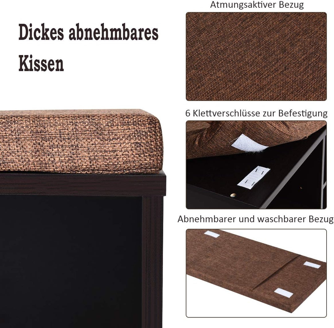 COSTWAY Schuhbank mit Sitzfläche, Schuhregal Holz, Schuhkommode Schuhablage Schuhschrank, Sitzbank m
