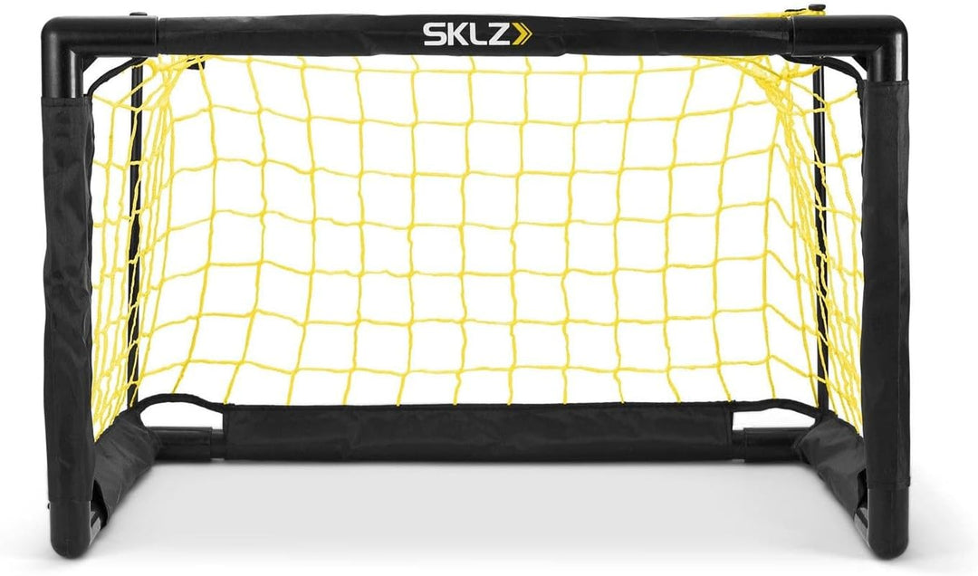 SKLZ Pro Mini-Tor, inklusive 12,7 cm weichem Ball, einfach zu montierender Rahmen, Weiss/Gelb