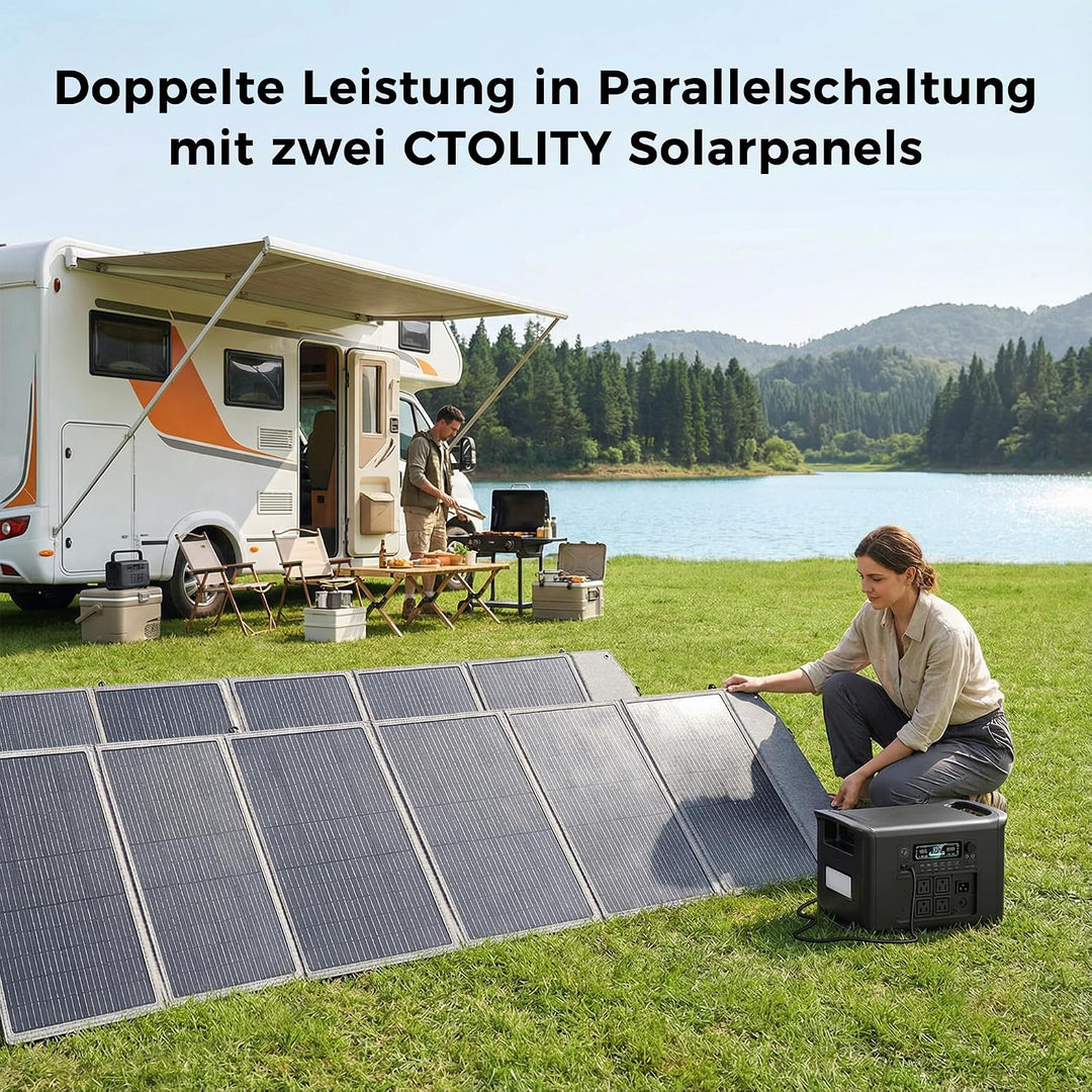 200W Faltbare Solarpanel für Powerstation, Tragbares Solarmodul mit 10 Anschlüssen, 23,5% Wirkungsgr