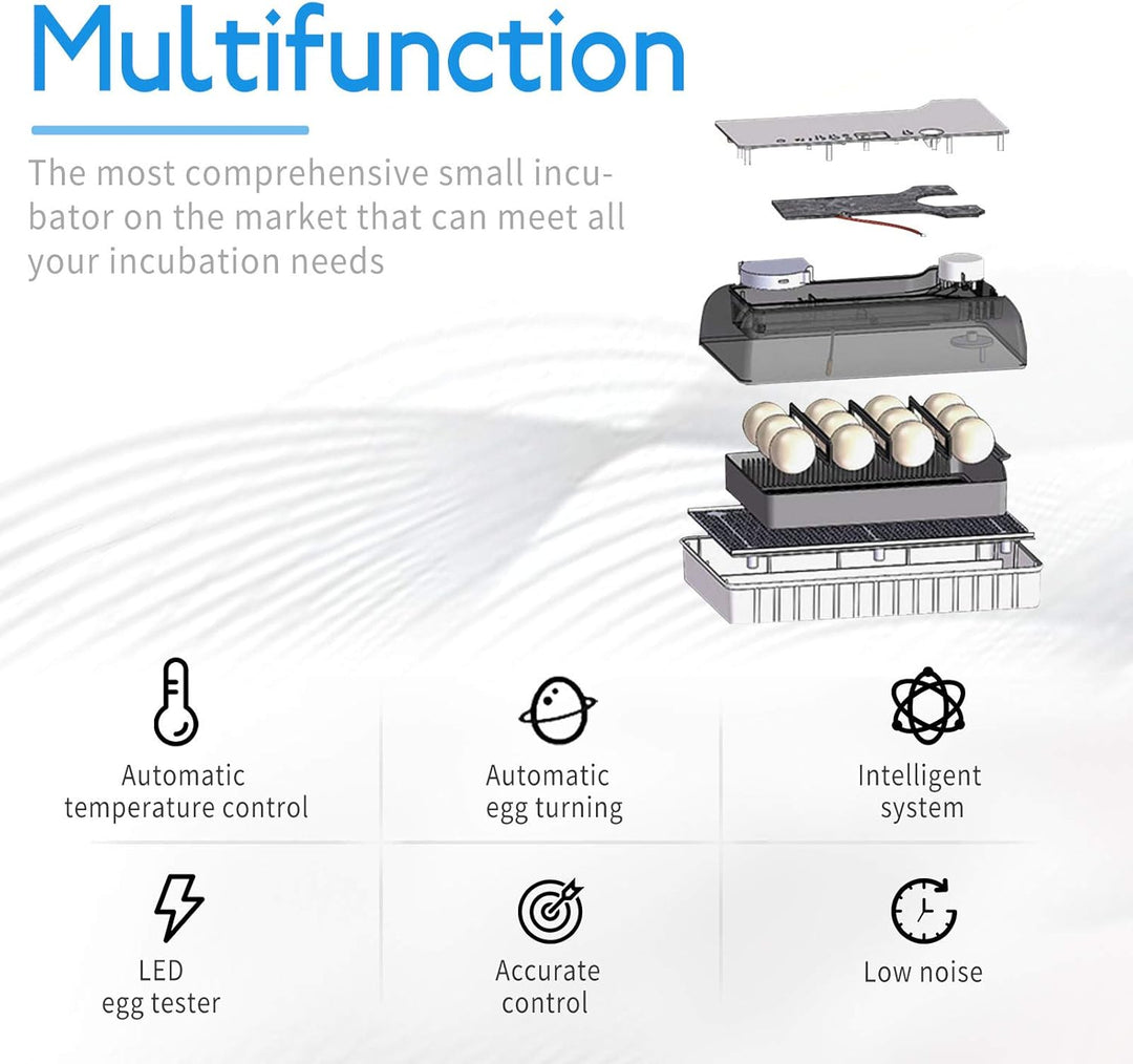 Smart Mini Egg Hatching 12 Eier Inkubator Automatische Temperaturregelung Hatcher für Hühner, Enten,