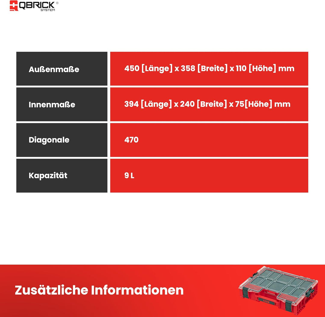 Qbrick System Pro Organizer 300 Red Mfi Ultra HD Sortimentskasten Sortierkasten Schraubenbox Sortier