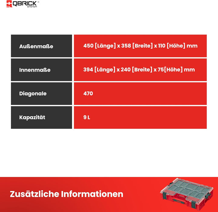 Qbrick System Pro Organizer 300 Red Mfi Ultra HD Sortimentskasten Sortierkasten Schraubenbox Sortier