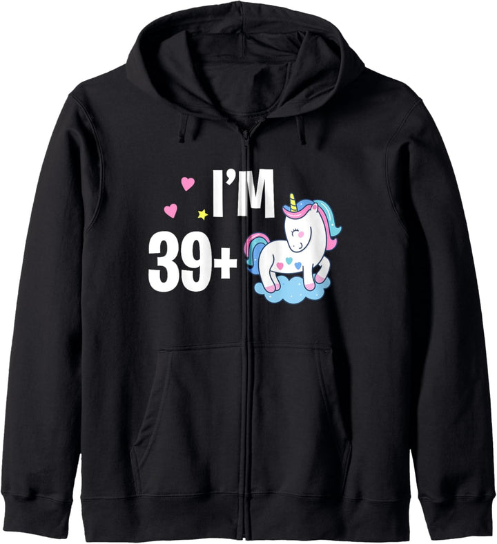 I'm 39 Plus 1 - 40th Birthday Unicorn Middle Finger Gift Kapuzenjacke
