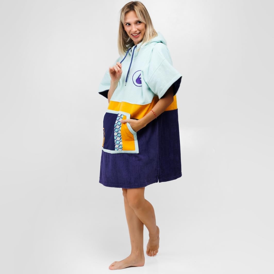 WAVE HAWAII Poncho Maneiro Badeponcho 100% Baumwolle für Körpergrössen von 145-175 cm Umkleidehilfe
