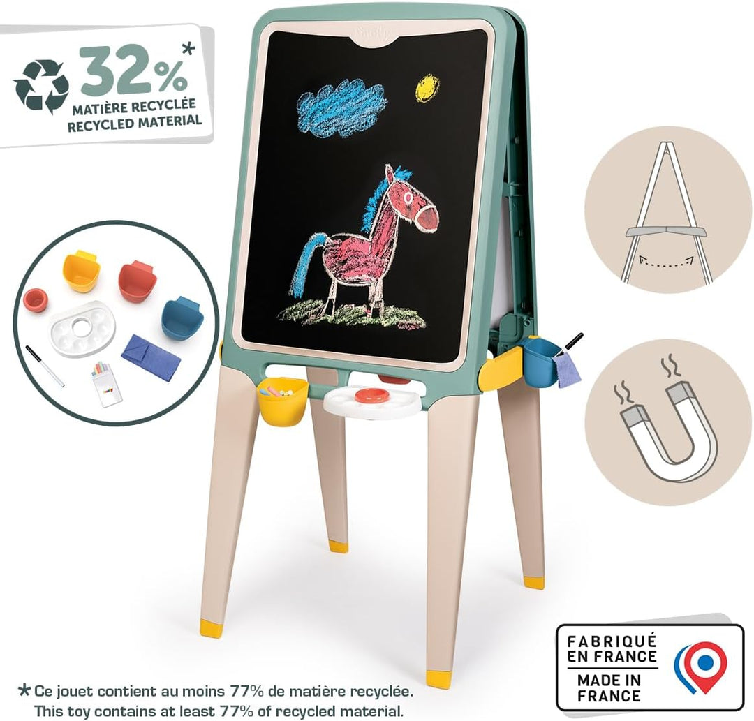 Smoby - Grosse Kreativtafel - Doppelseitige Schultafel + Maltafel (Kreide & magnetisch), 13 Zubehört