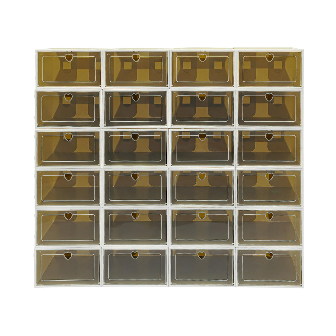 Schuhboxen Stapelbar, Schuhkarton Schuhregal Mit Türen 33 X 23 X 14 Cm 24 Stück In Einem Set Stapelb