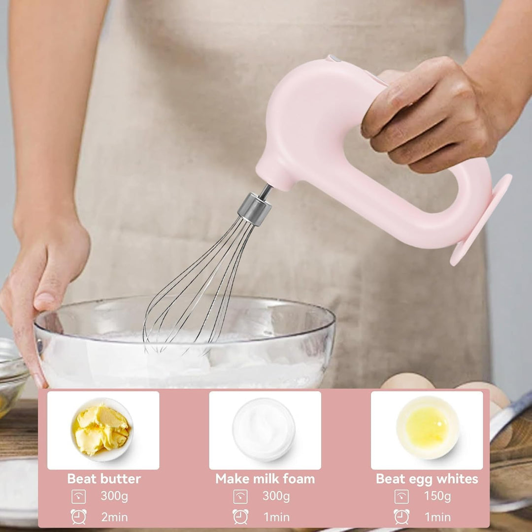 Kabelloser Handmixer Elektrischer, Edelstahl-Schwingbesen Mini-Eierschläger 4-Gang-Einstellbarer Min