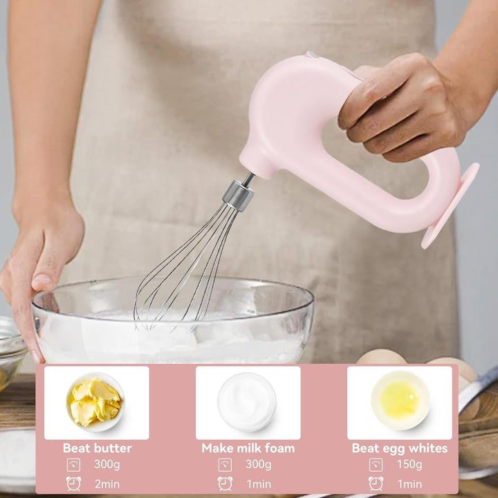 Kabelloser Handmixer Elektrischer, Edelstahl-Schwingbesen Mini-Eierschläger 4-Gang-Einstellbarer Min