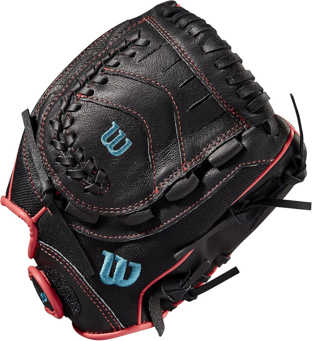 WILSON 2022 Flash Fastpitch Softball-Handschuh-Serie Rechte Hand Wurf 28 cm Schwarz/Pink/Tropisches