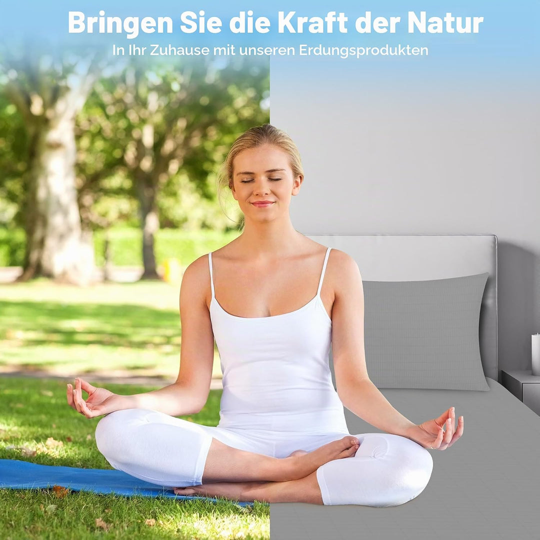 Erdungs-Spannbetttücher 90% Bio-Baumwolle und 10% Silberfaser Erdungsbettlaken mit EU Erdungskabel f
