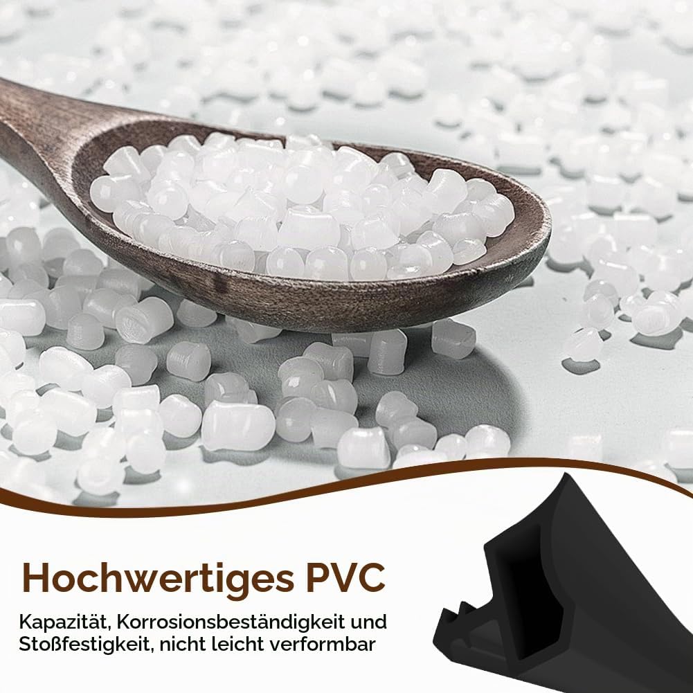 Dichtung Zimmertür Türdichtung 10M Schwarz, Gummi-Dichtprofil mit 4mm Nutbreite, 7mm Nuttiefe und 12