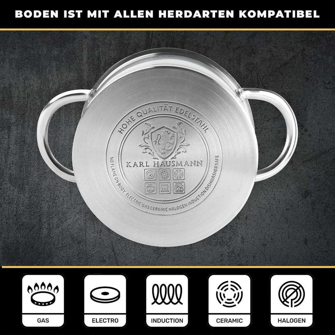 Edelstahl Topf - 3.6L - Ø 20 cm - Kochtopf Induktion für alle Herdarten Geeignet - Edelstahltopf mit
