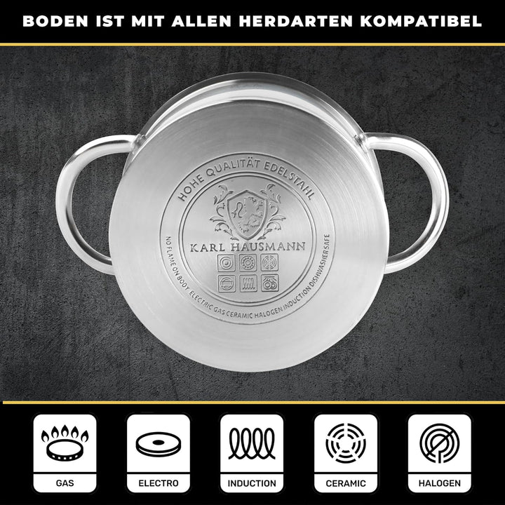 Edelstahl Topf - 3.6L - Ø 20 cm - Kochtopf Induktion für alle Herdarten Geeignet - Edelstahltopf mit
