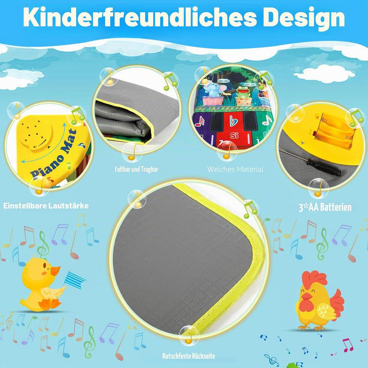 BGIUSQF Piano Mat, Klaviermatte, Musikmatte, Kindertanzmatten, Musikmatte Kinder ab 2, 110x43 cm, Mu