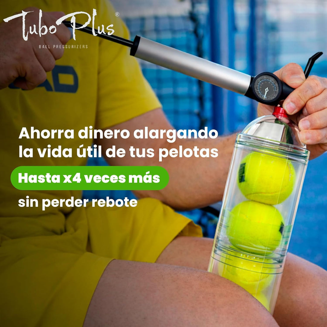 TUBOPLUS - Druckbehälter für Padel- und Tennisbälle | TUBOX4 Crystal (ohne Pumpe) | Kompressor für B