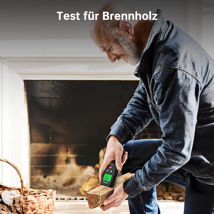 Feuchtigkeitsmessgerät, ERICKHILL EWM03 Pin-Typ Holzfeuchtemessgerät mit 5 Modi, LCD-Display mit grü