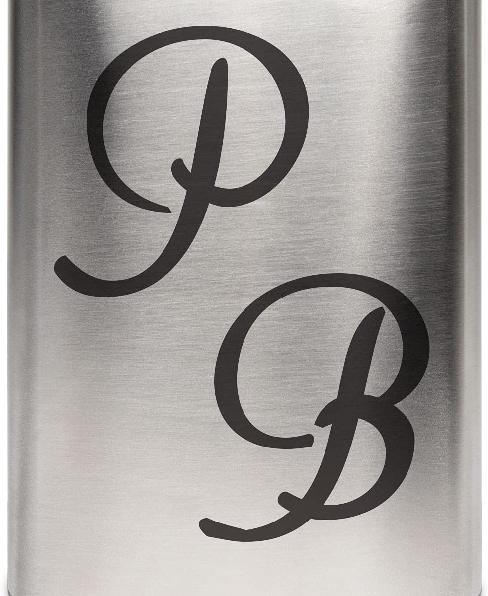Edelstahl Flachmann 237 ml silber inkl. individuelle Gravur in Schwarz von Paule Black - personalisi