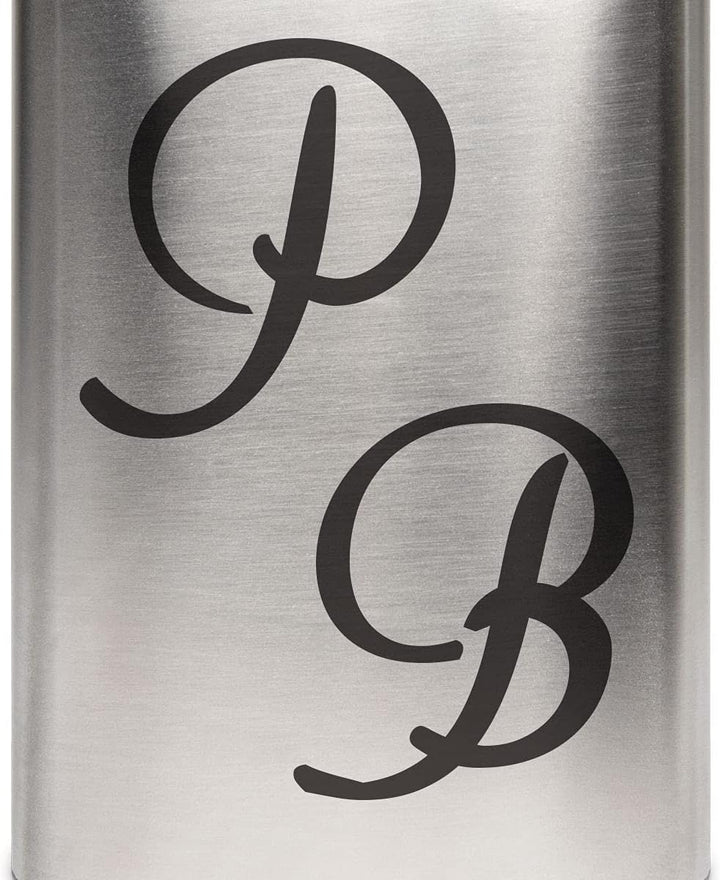 Edelstahl Flachmann 237 ml silber inkl. individuelle Gravur in Schwarz von Paule Black - personalisi