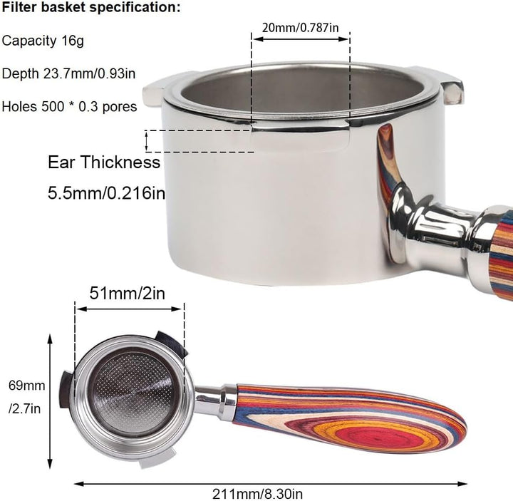 CAPFEI Bodenloser Siebträger 51mm nur kompatibel mit DeLonghi Dedica EC680/EC685/EC885 mit 3 Ohren |