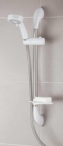 Triton Showers TSKJOSHWC Joshua Riser-Schiene, Wandhalterung, 62,2 cm Höhe, Weiss/Chrom Weiss / Chro