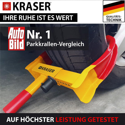 KRASER WA820 Wegfahrsperre Radkralle Reifenkralle, Parkkralle Diebstahlsicherung für Radklemmen, Uni