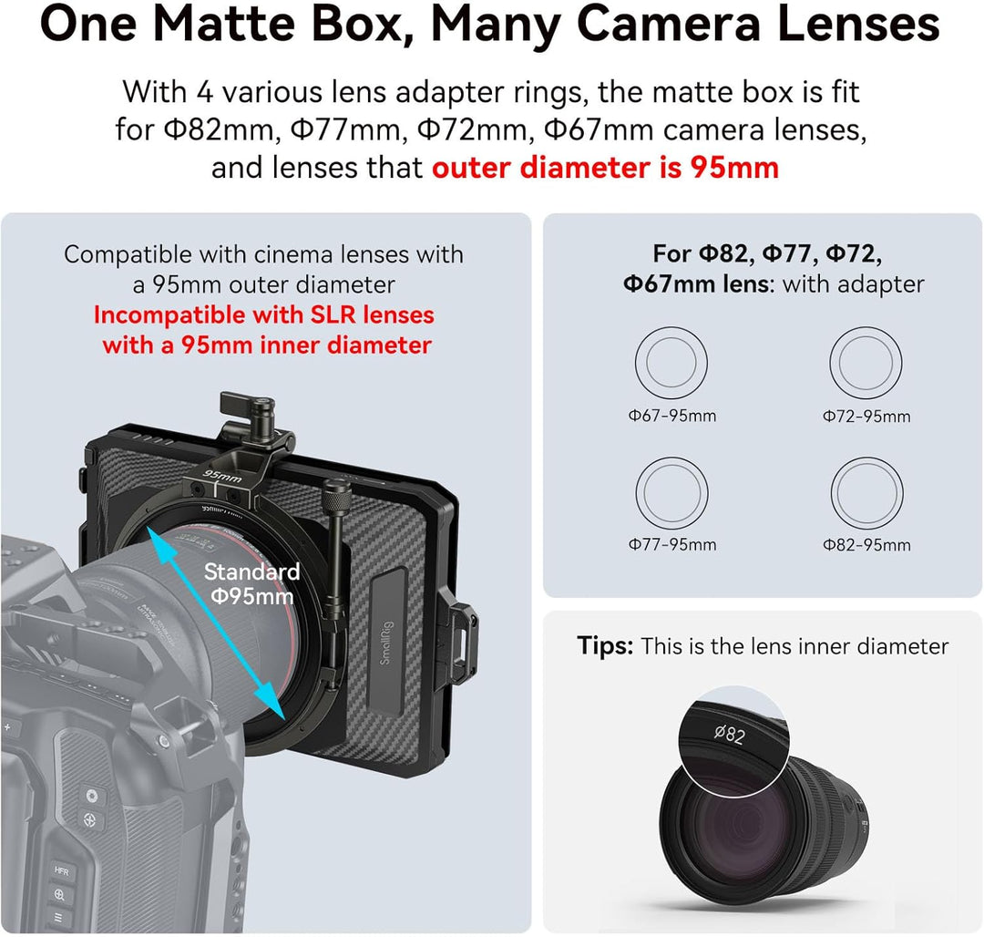 SMALLRIG Mini Matte Box Lite mit Top Flag für DSLRs und spiegellose Kameras, kompatibel mit 67mm/72m