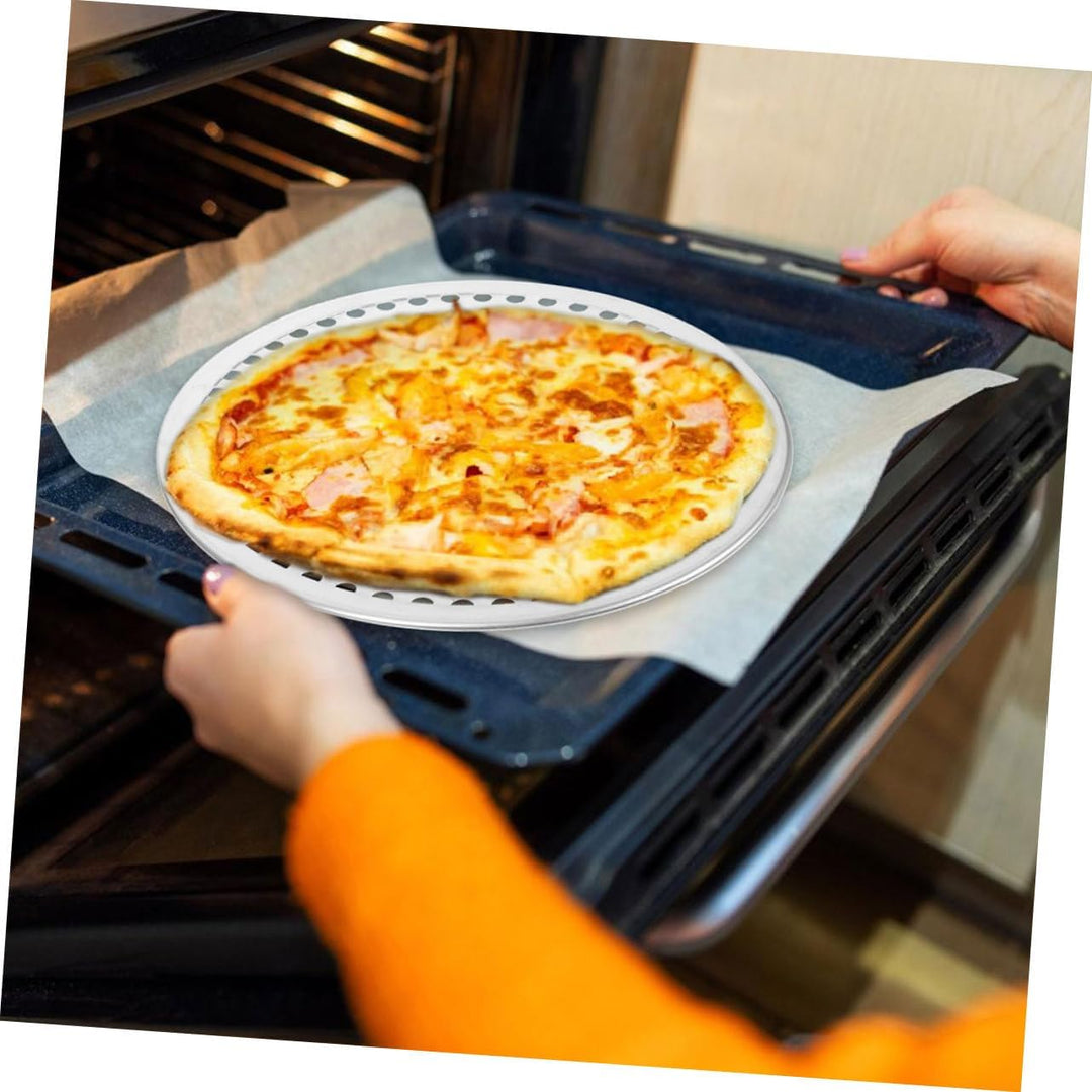 Cabilock Perforiertes Pizzablech aus Aluminiumlegierung Silber Rund mit Löchern Leicht zu Reinigen e