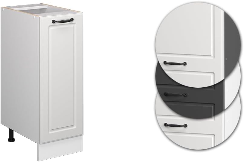 Vicco Unterschrank für die Küche R-Line, Weiss Landhaus/Weiss, AP Marmor Weiss Landhaus Apothekersch