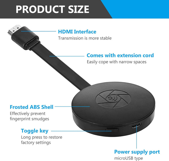 Miracast HDMI Dongle Wireless WiFi Display Adapter für Android/OS/Windows/iPad und Telefon, PC zu HD