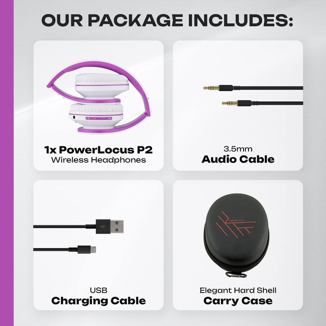 PowerLocus Bluetooth Over-Ear Kopfhörer, Kabellos Stereo Faltbare Kopfhörer Kabellose und Kabel-Kopf
