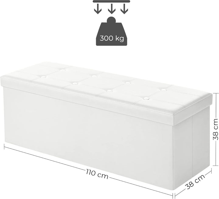 SONGMICS 110 cm Sitzbank mit Stauraum, Sitztruhe, Aufbewahrungsbox, Fusshocker, faltbar, gepolstert,