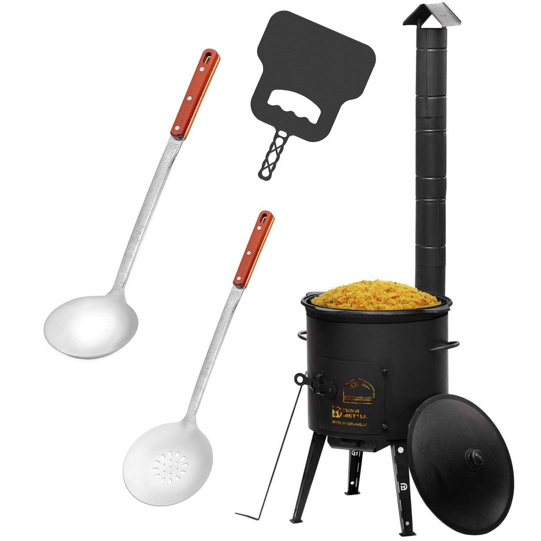 Ø49cm Uchag 2mm stahl Utschak Utschag mit Abzugsrohr Feldküche 22L Kazan Kasan (flacher boden) Feuer