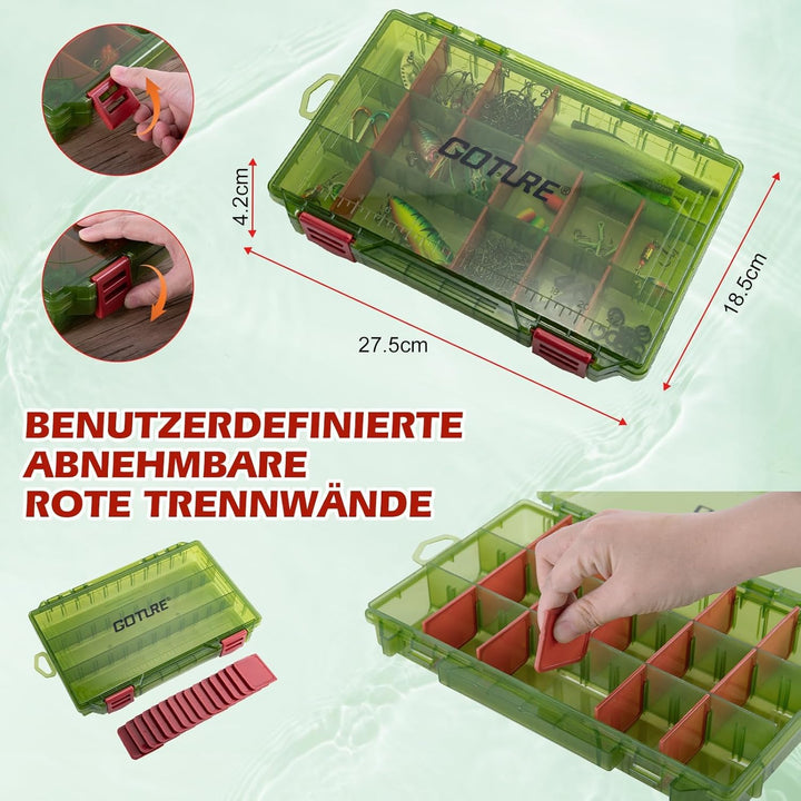 Goture Angelrucksack mit 4 Köderbox Angeln, 45-Liter Angelzubehör-Rucksack mit Zwei Rutenhaltern und