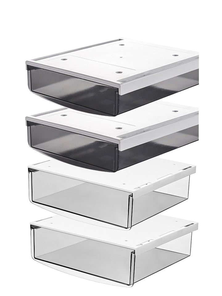 TUKA 4X 1,7L Unterschreibtisch-Schubladen 21x18x5,4cm, Selbstklebende Schubladen, Versteckte Unterba