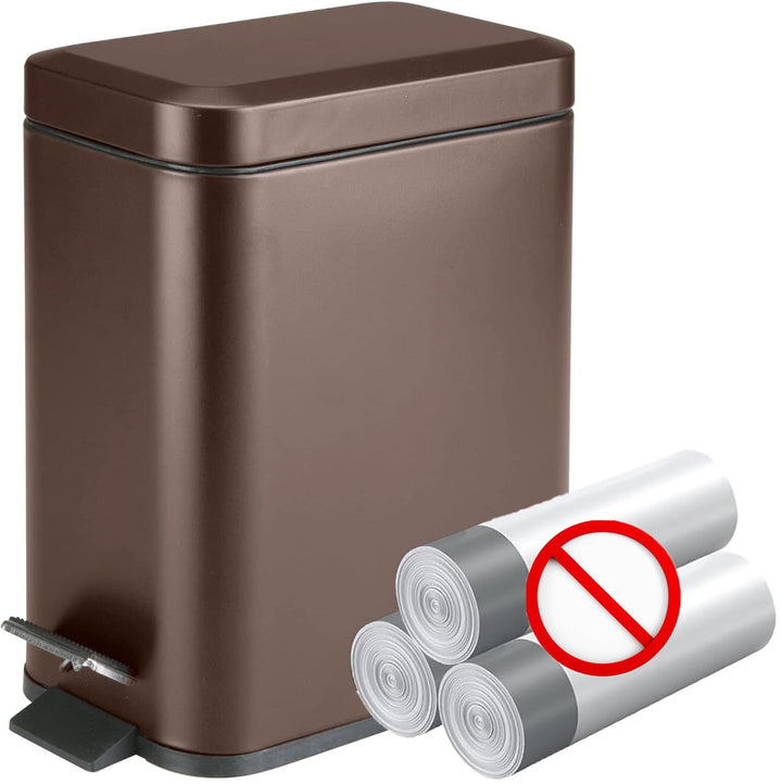 Homie Soft Close, rechteckiger Abfalleimer 5L mit Anti-Bag Slip Liner und Deckel, Verwendung als Min
