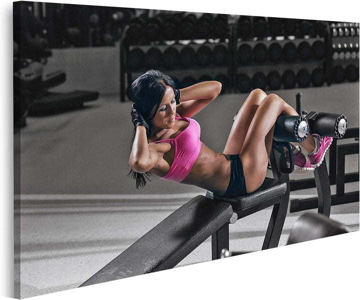 islandburner Bild auf Leinwand Fitness Frau Sport Sexy Gym Sit Up Bilder Wandbilder Poster Leinwand