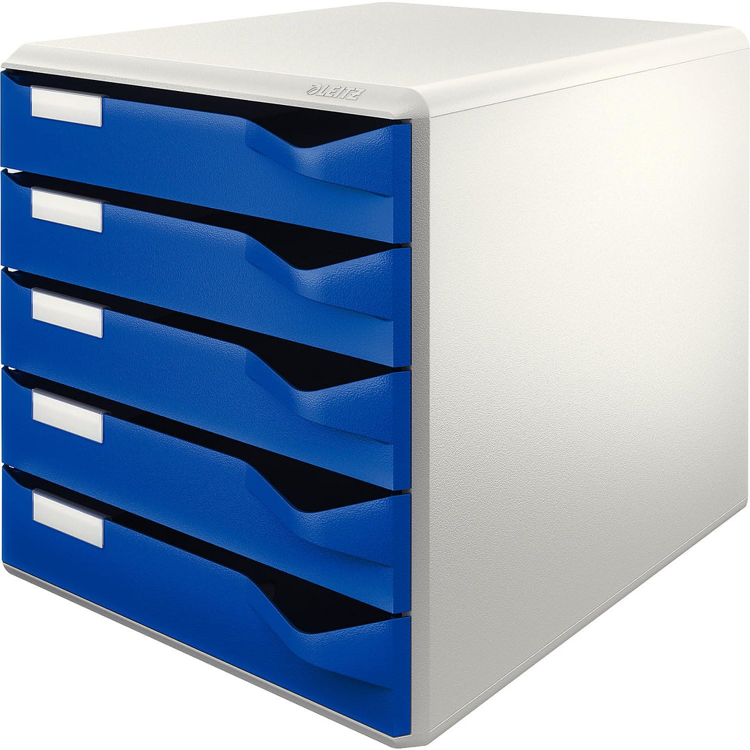 Leitz | Ablagebox | Post- und Formular-Set | Gehäuse grau | Schubladen blau | 5 Schubladen