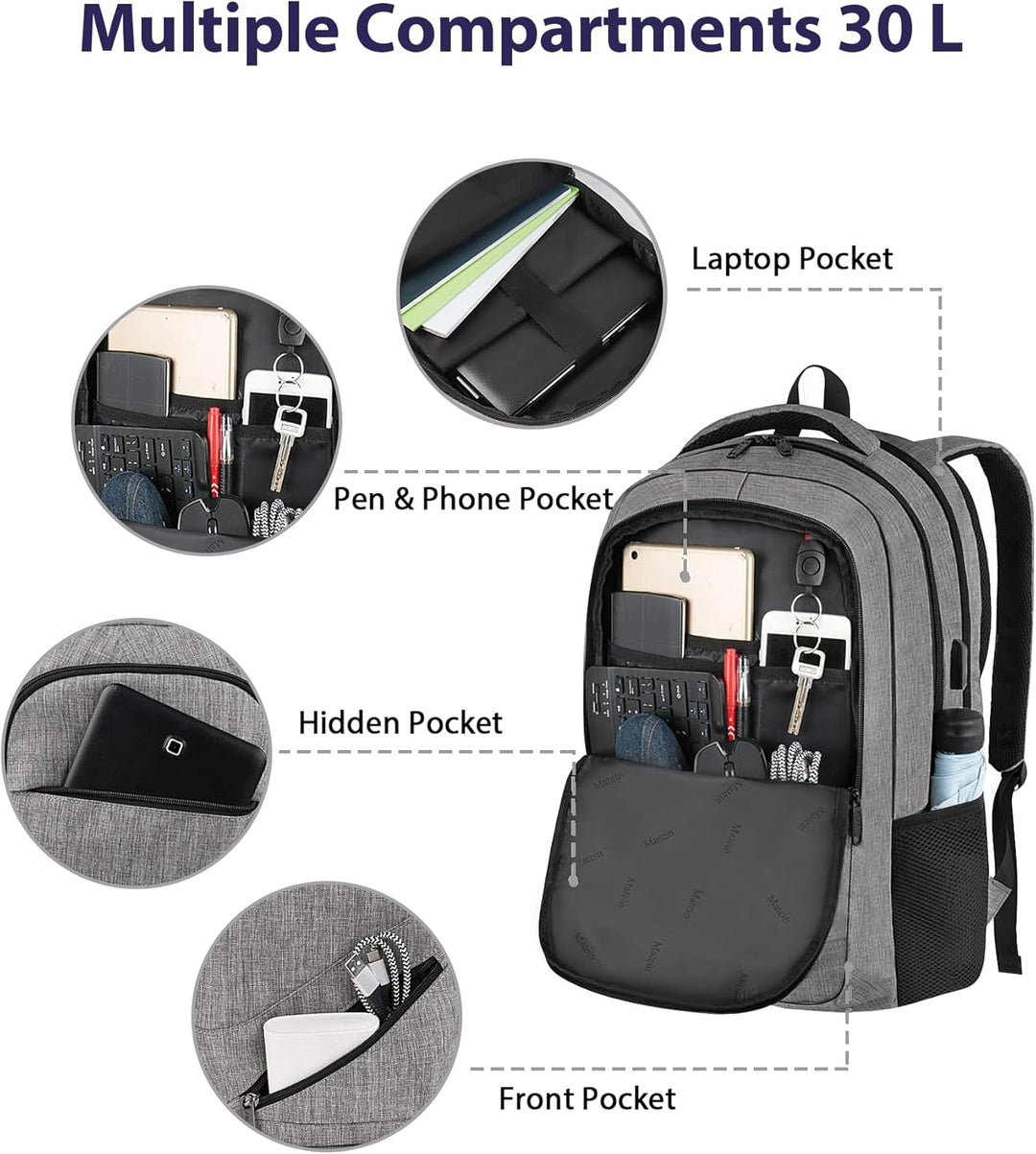 MATEIN Laptop Rucksack 17 Zoll, Grosse Herren Wasserdicht Reisen Tasche Arbeit Business Schulrucksac