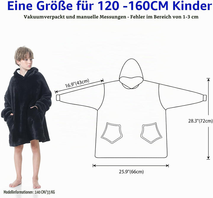 MOKANI ÜBergrossE Hoodie Decke Kinder mit äRmel Tragbare Kapuzenpullover, Super Weich Warmes Bequeme