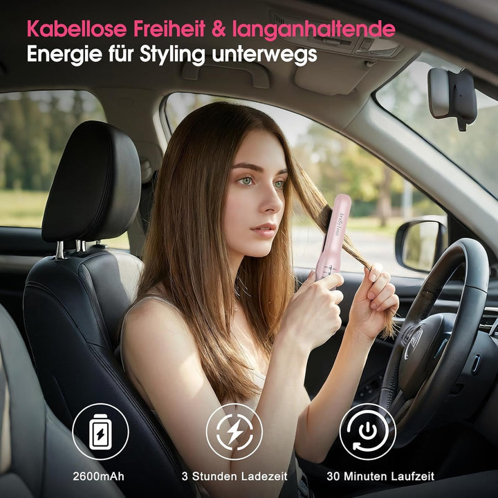AraSyleon Glätteisen Kabellos Mini 2 in 1 mit Akku, 3D Titan Platten Mini Glätteisen, 20s Aufheizung