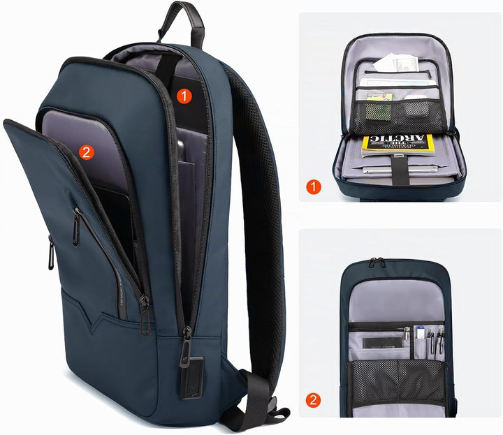 Laptop Rucksack Herren Leicht Business Rucksack mit USB-Anschluss Wasserdichter Rucksack Herren Schu