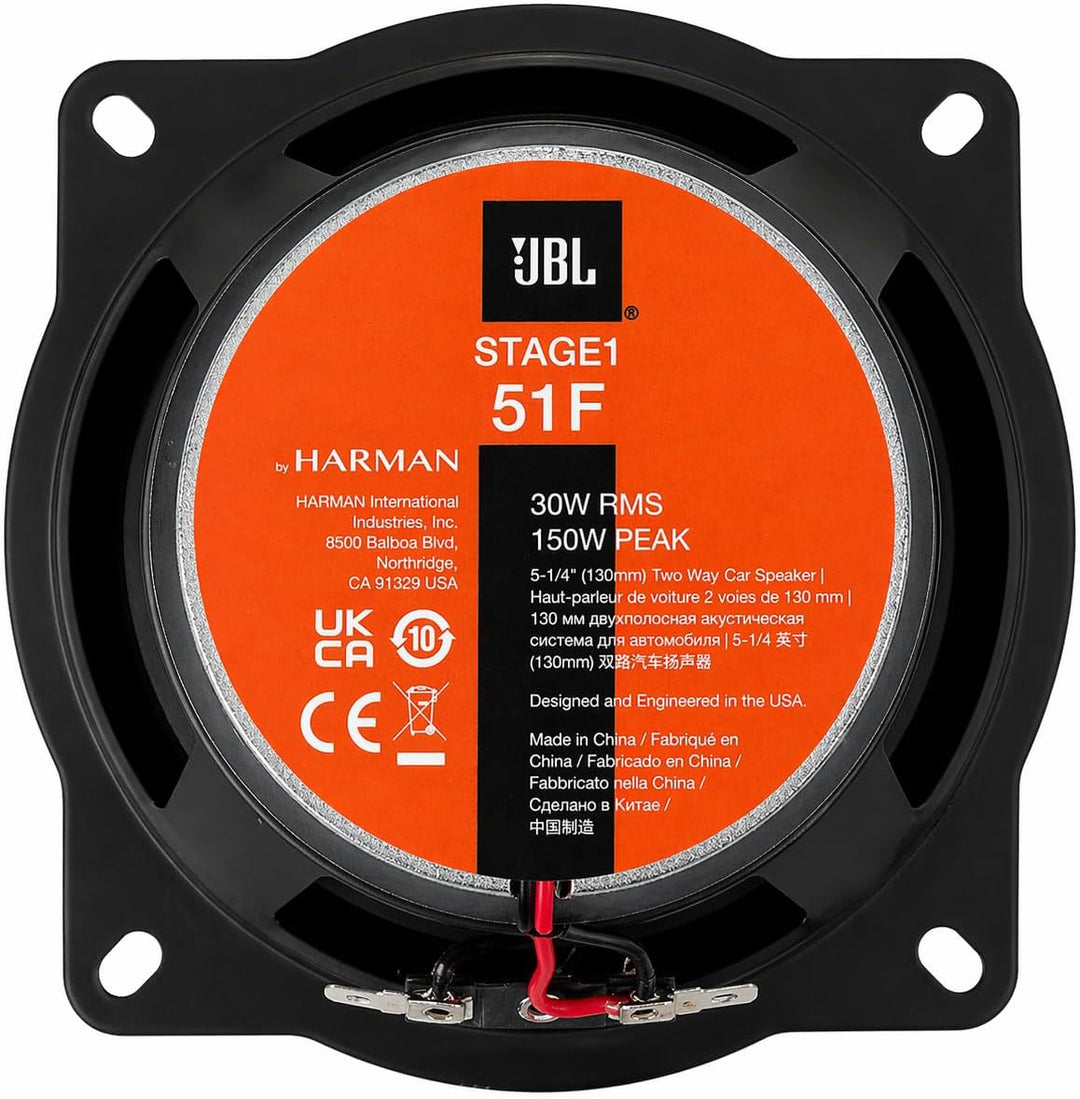 JBL Stage1 51F 2-Wege Auto Lautsprecher Set von Harman Kardon - 150 Watt KFZ Auto Boxen 30 Watt RMS