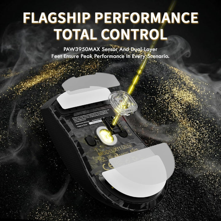 ATTACK SHARK X11 Ultra Kabellose Gaming-Maus mit C06 Ultra LED-Kabel, Carbonfaser-Verbundgehäuse, 54