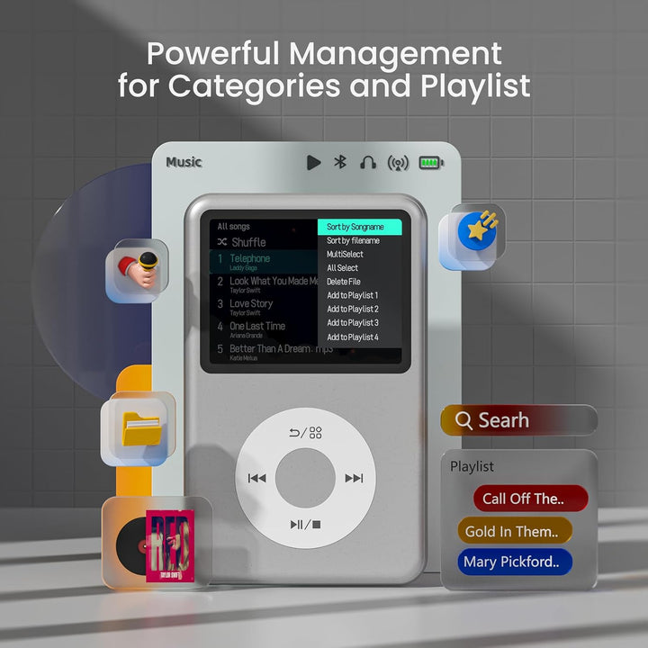 Innioasis Y1 MP3 Player - Zeitlose Klasse: 128 GB, Bluetooth, Video-Player, Hörbücher, FM-Radio und